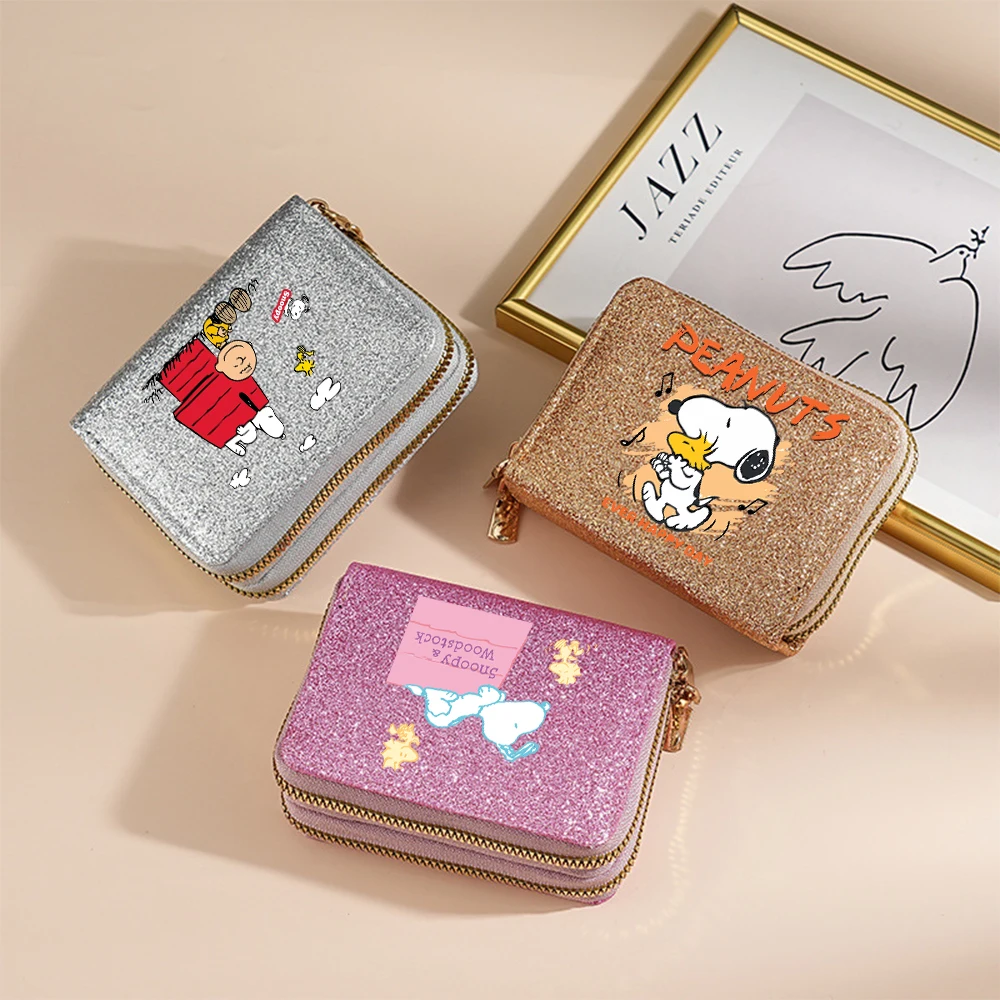 

Snoopy Shiny Wallet Fashion Anime Pattern Wallet Shopping Working Large Capacity Portable Card Coin Wallet Friend Birthday Gift