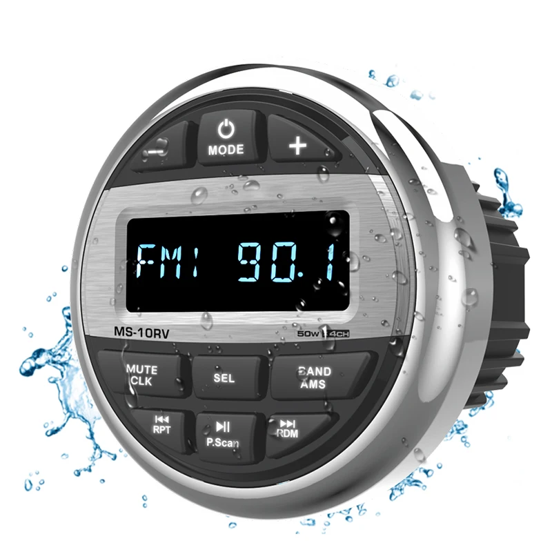 GRANDnavi Marine Gauge Hole Receiver USB Radio Wired Remote Receiver System Waterproof BT Audio FM AM Marine Stereo