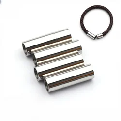 5Pcs/Lot Stainless Steel Buckle Straight Through Titanium Steel Magnetic Clasp Leather Rope Bracelet Connection Diy Making
