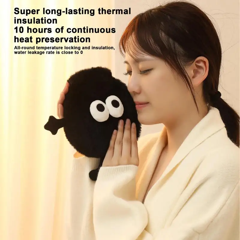 Hot Water Bottle For Bed Cartoon Cute Hot Water Bag Hand & Feet Warmer 350ml With Coal Briquettes Cover For Hot & Cold Compress