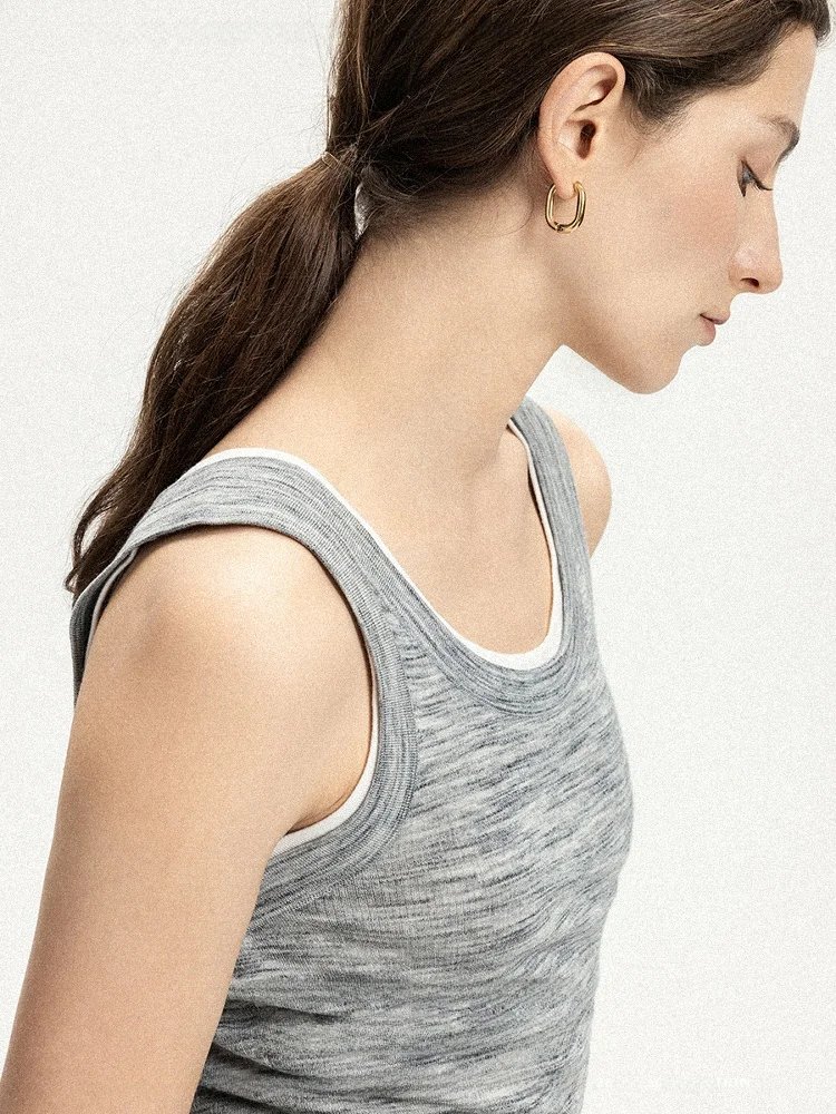 

Модный шерстяной вязаный топ-майка для женщин, облегающий, повседневный, для работы, стандартной длины, однотонный