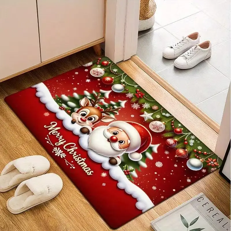 VIKAMA Christmas Gnome Snowman Winter Doormat Non Slip Soft Washable Holiday Floor Mat For Front Door Entrance Home Decor