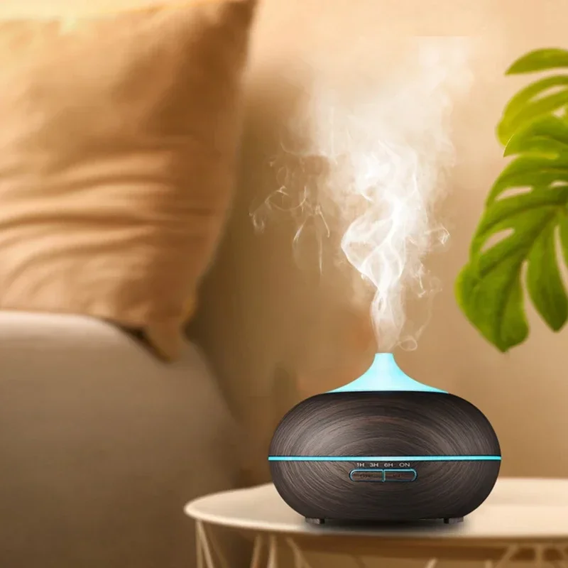 Difusor de aroma, umidificador de névoa fria com controle remoto difusor de aroma de grão de madeira com temporizador para sala grande plugue americano