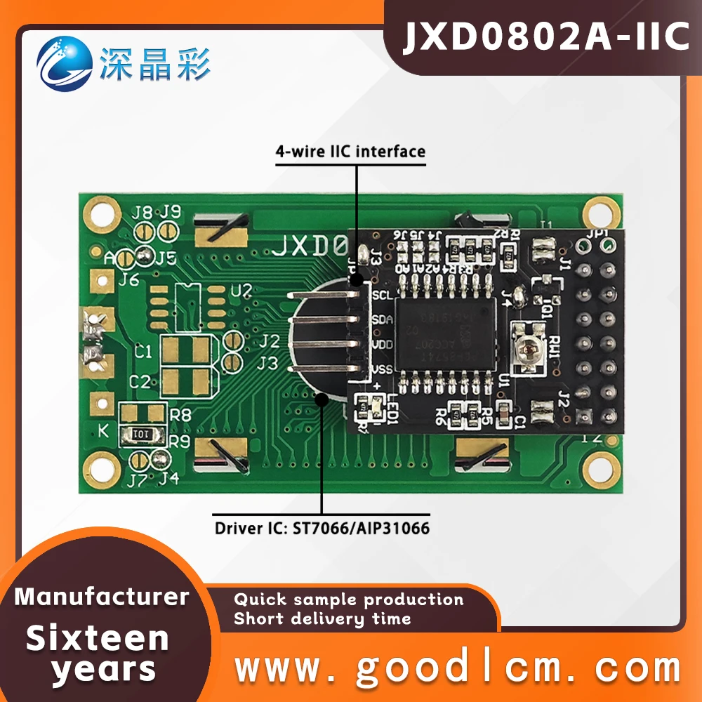 IIC/I2C interface Available in multiple colors LCD screen JXD0802A Russian character small sized display screen Backlight module