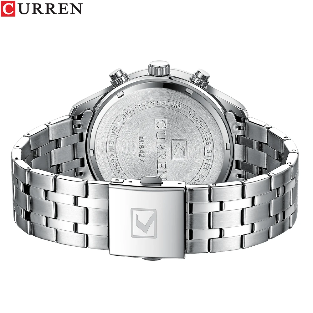 CURREN Fashion Sports Chronograph Wristwatches for Men Stainless Steel Strap Watches with Auto Date