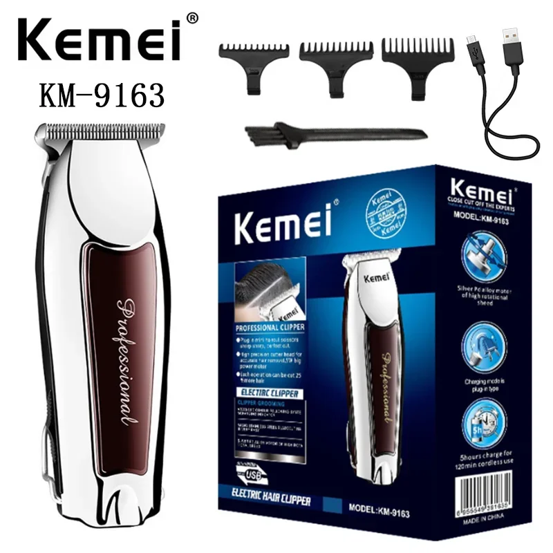 Kemei Electric Hair Clipper KM-9163 Barber Carving Trimmer Professional Hair Clipper Ceramic Blade Cordless Trimmer Mannen