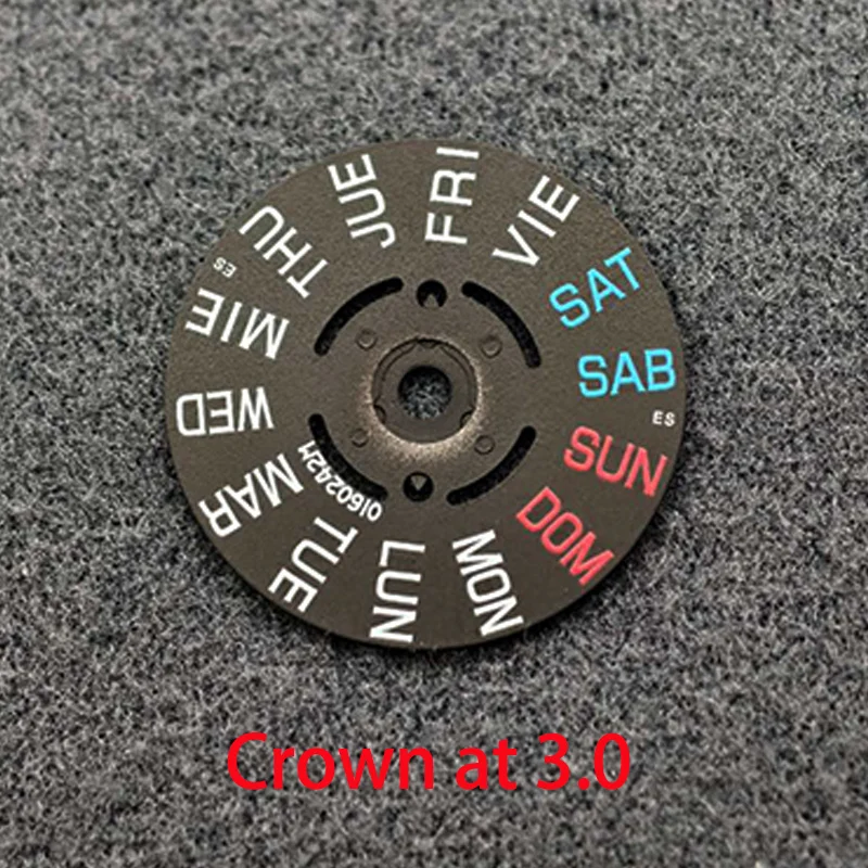 NH35 NH36 English Date Wheel Dial Fits NH35 NH36 Automatic Movement Crown at 3.0 ， 3.8 ，4.1 Oclock Watch Date Week Wheel