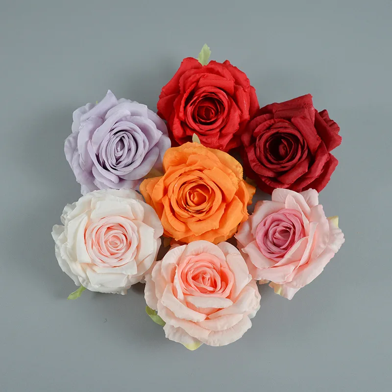 

50pcs 12Colors Silk Simulation Rose Flower Heads For DIY Home Wedding Flower Wall Bouquet Decor Handicraft Festival Decoration