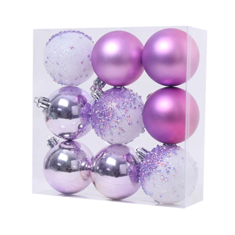 9 Stück Weihnachts ball Ornamente Weihnachts baums chmuck hängende Kugeln für Zuhause Neujahr Party Dekor-2,36 Zoll, lila