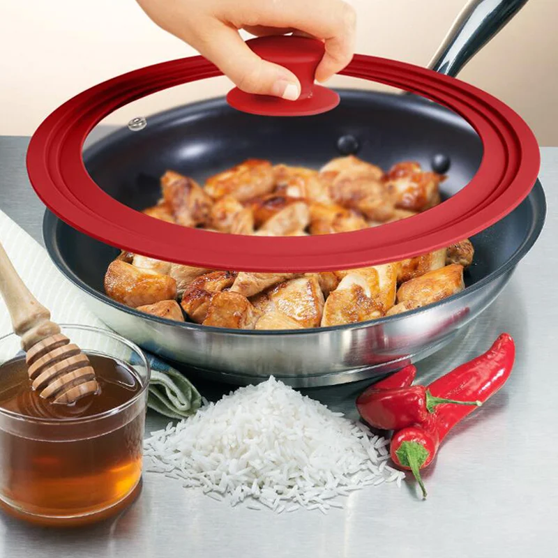 

16-32cm silicone glass cover flat bottomed pan multifunctional adaptability cover stove protective cover kitchen accessories