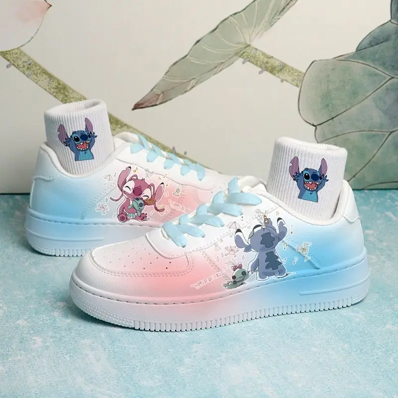 Disney Lilo & Stitch Sport Shoes 2024 New Couple White Shoes Coloured Drawing Cartoon Tennis Shoes Casual Sneakers Size 35-40