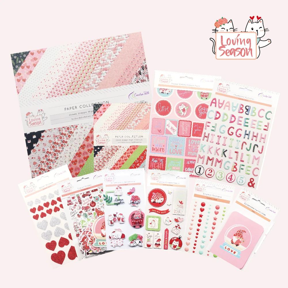 Creative Path 10-teiliges „Loving-Season“ Scrapbooking-Journaling-Set mit Dekorationspapier, Stanzformen, Aufkleberbögen und DIY-Bastelset – Detail 1