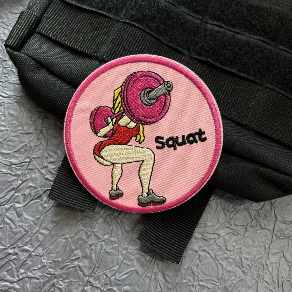 Parche bordado levantamiento pesas niña – Insignia fitness táctica MOLLE - imagen 4