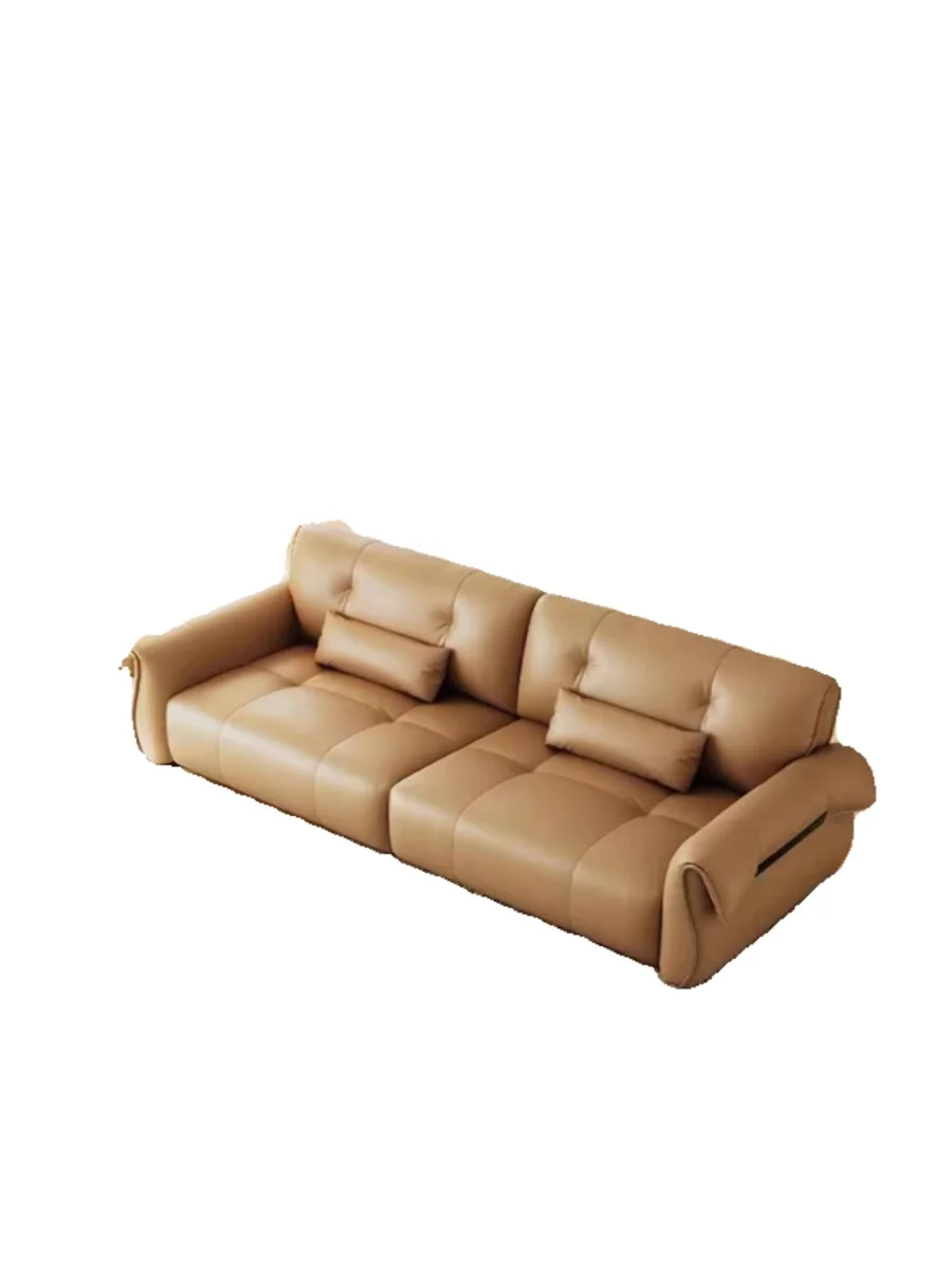 Minimalist leather sofa, small apartment, high-end sense of modern, light luxury