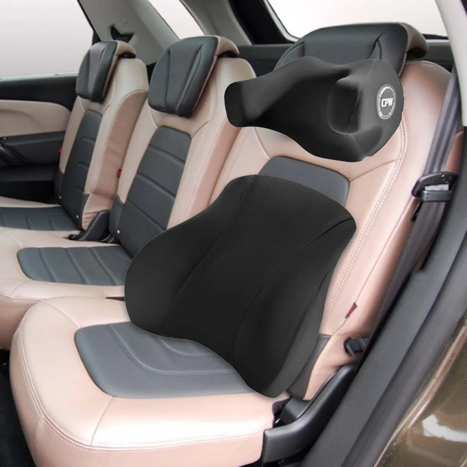 Car Neck Pillow Support Pillow Set with Adjustable Strap Back Support Pillow for Tesla Model 3 Y Car Accessories