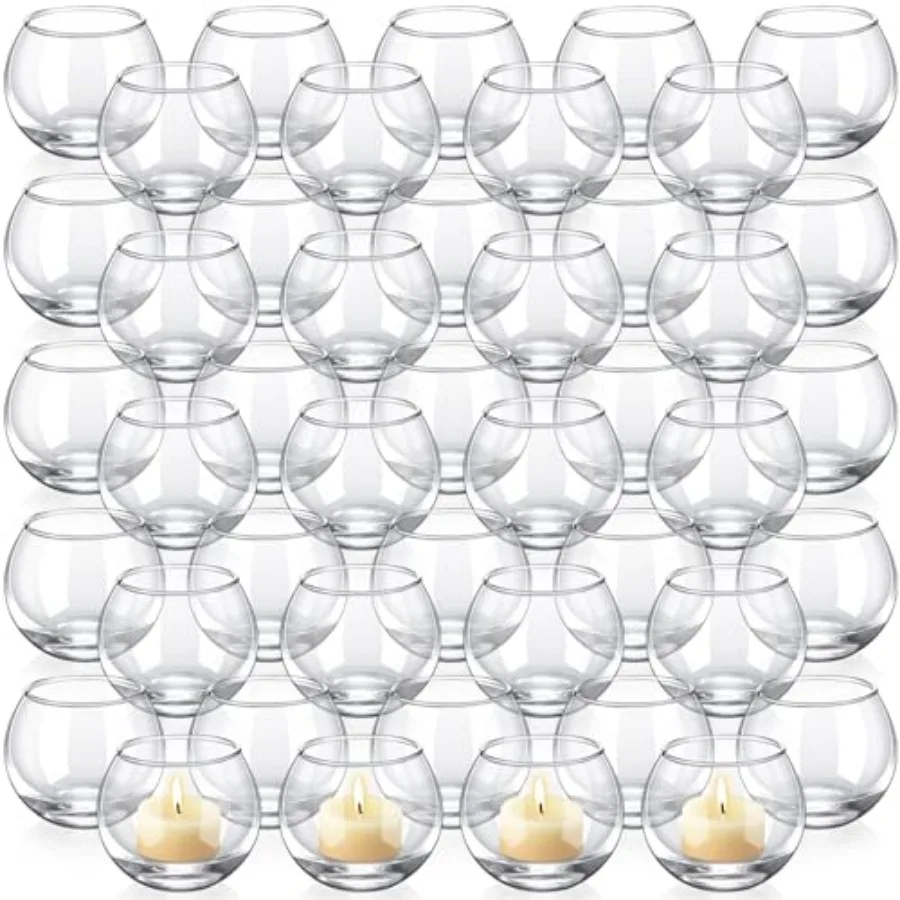 

48 Pcs Clear Glass Votive Candle Holders Bulk Tealight Candle Holders Wedding Table Centerpiece Decor Vase for Wedding Bridal S