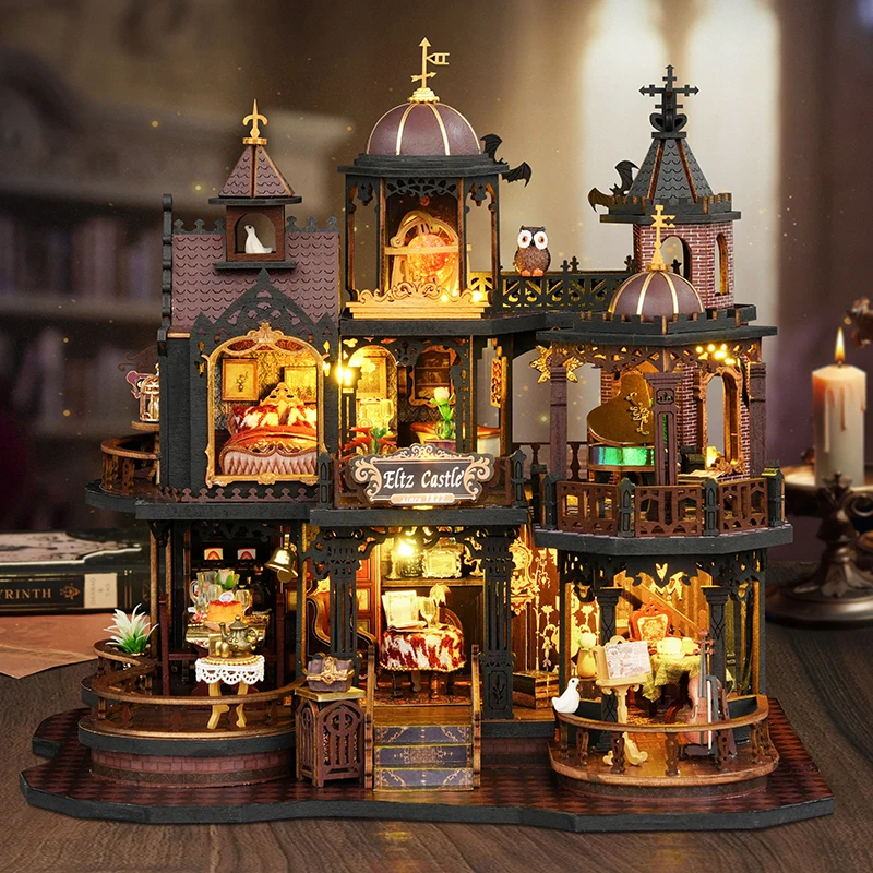 

DIY Wooden Miniature Building Kits 3D Puzzle Assembly Doll Houses With Furniture Lights Dollhouses for Friends Birthday Gifts