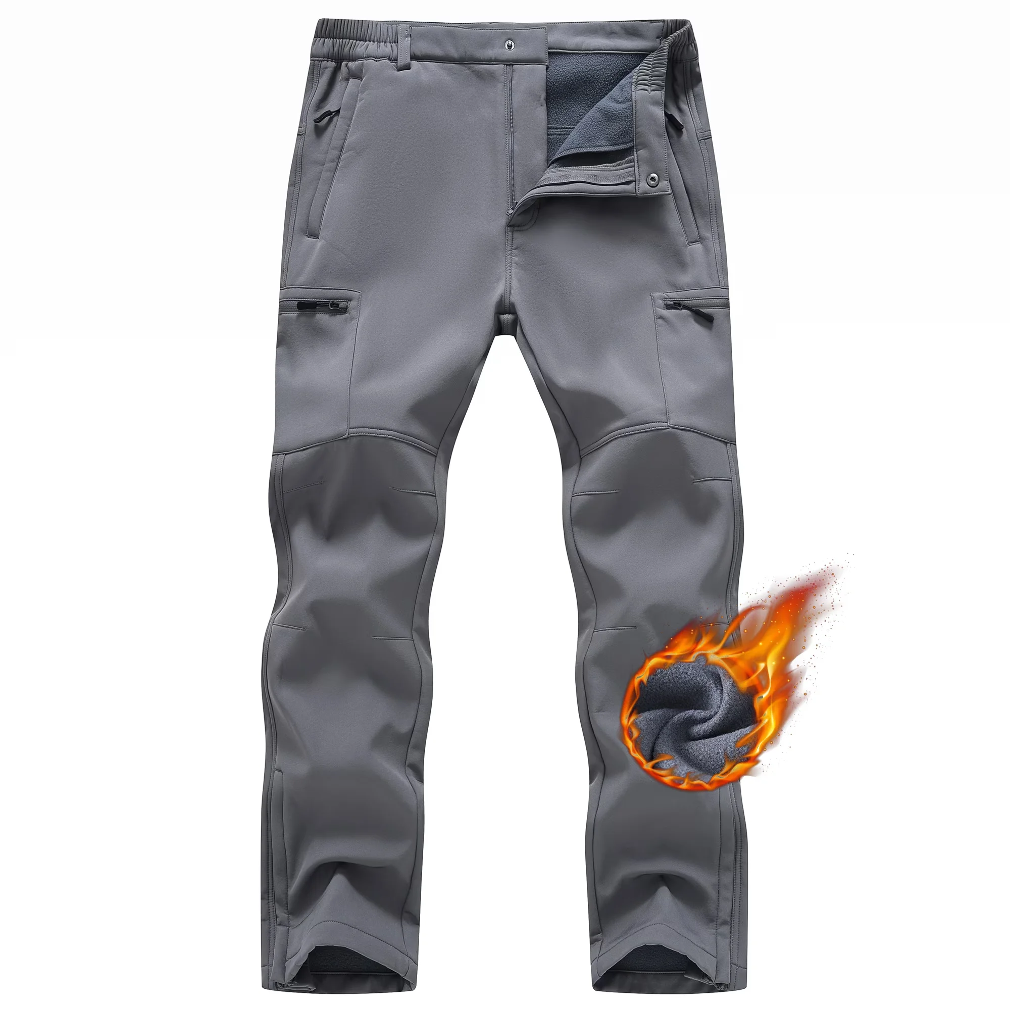 Winter Herren Wasserdichte Camping-Wanderhose Cargo Taktische Softshell Warme Fleece Winddichte Outdoor-Trekking-Jagdhose – Detail 2