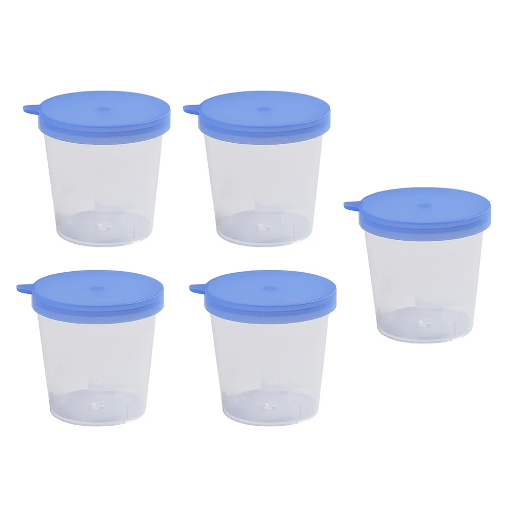 

5 Pcs Urine Sample Cups Specimen with Lids Disposable Plastic Container Measuring