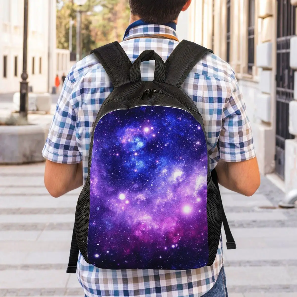 Purple Blue Galaxy Nebula Backpack Student Boys Girls BookBag School Bag Laptop Shoulder Bags