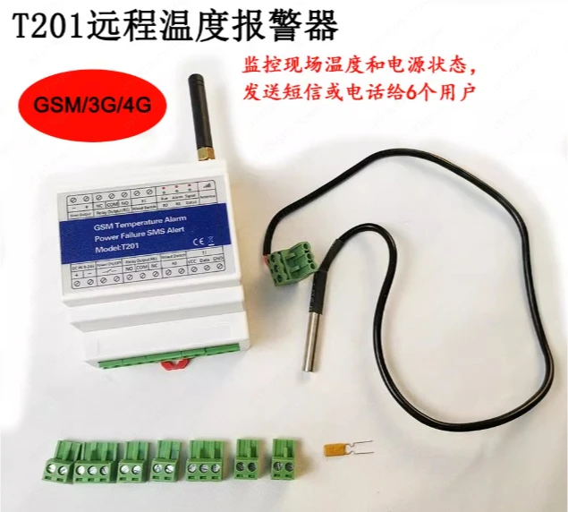 

T201 Remote Temperature & Power Monitor, SMS Call Alarm Relay for Equipment, with Sensor