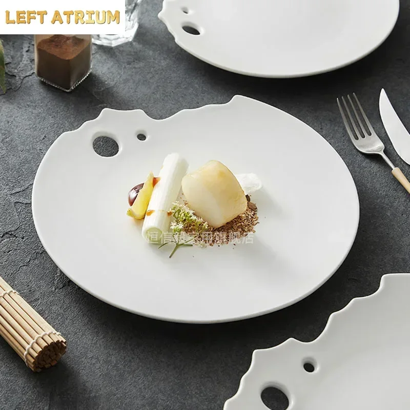 Irregular Ceramic Shallow Plate Creative Breakfast Plate Dessert Plate Cooking Plates Molecular Cuisine Specialty Tableware