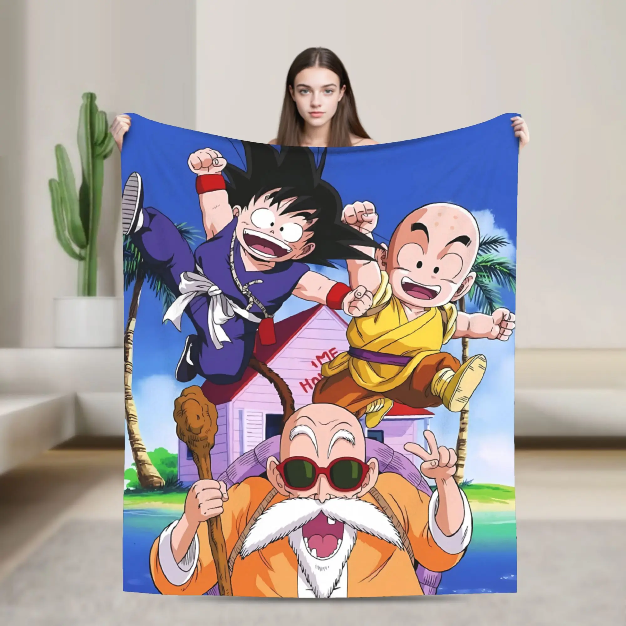 Warm Soft Blankets Boy Girl Epic Multi-Character D-Dragon B-Ball Manga Throw Blanket  Flannel Bedspread For Home Decor Bed Cover