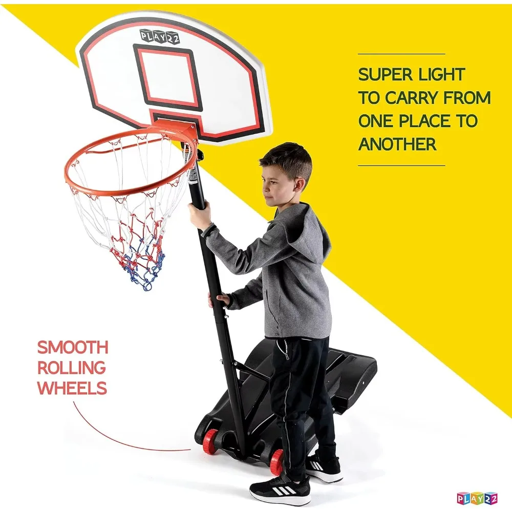 Portable Basketball Goals Adjustable Height 5-7 Feet for Kids, Teens, Youth, and Adults - Ideal Outdoor Basketball Hoop