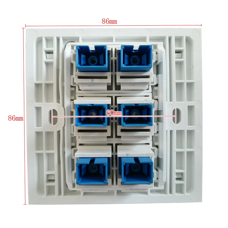 Six Ports SC UPC Fiber Optical Socket Faceplate Panel 6 Plugs SC-SC Female Pass Through Connector Wall Outlet