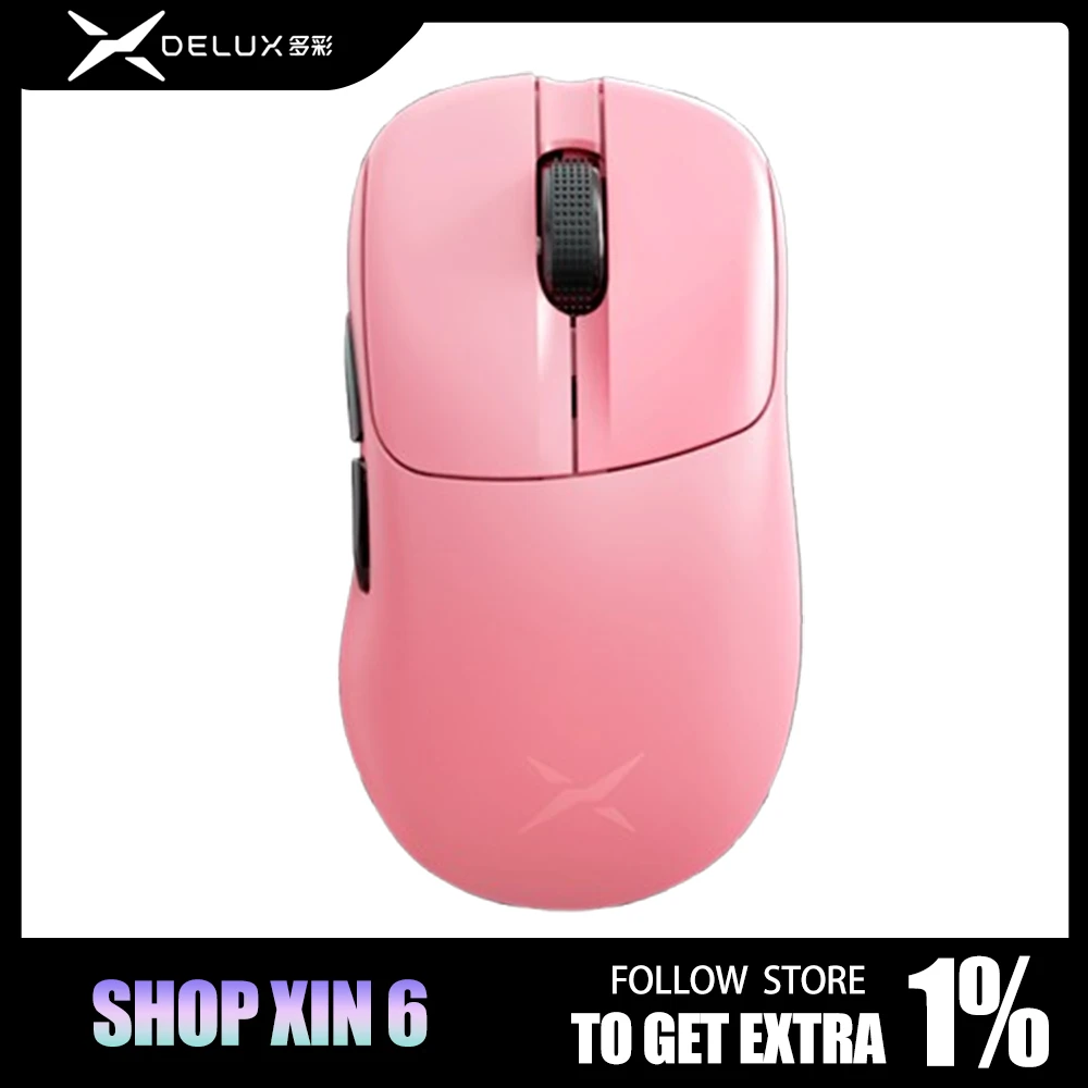 Delux M500 Esports Wireless Mouse Tri Mode Paw3395 8k Return Ergonomics Lightweight Mouse Gaming Mice Pc Accessories Gamer Gifts