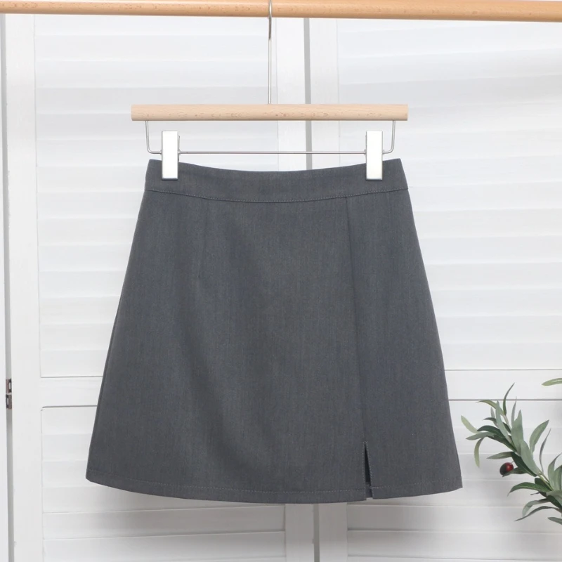 New Spring High-waisted Anti-exposure A- Line Mini Dress Women's Office Side Slit Hip Skirt