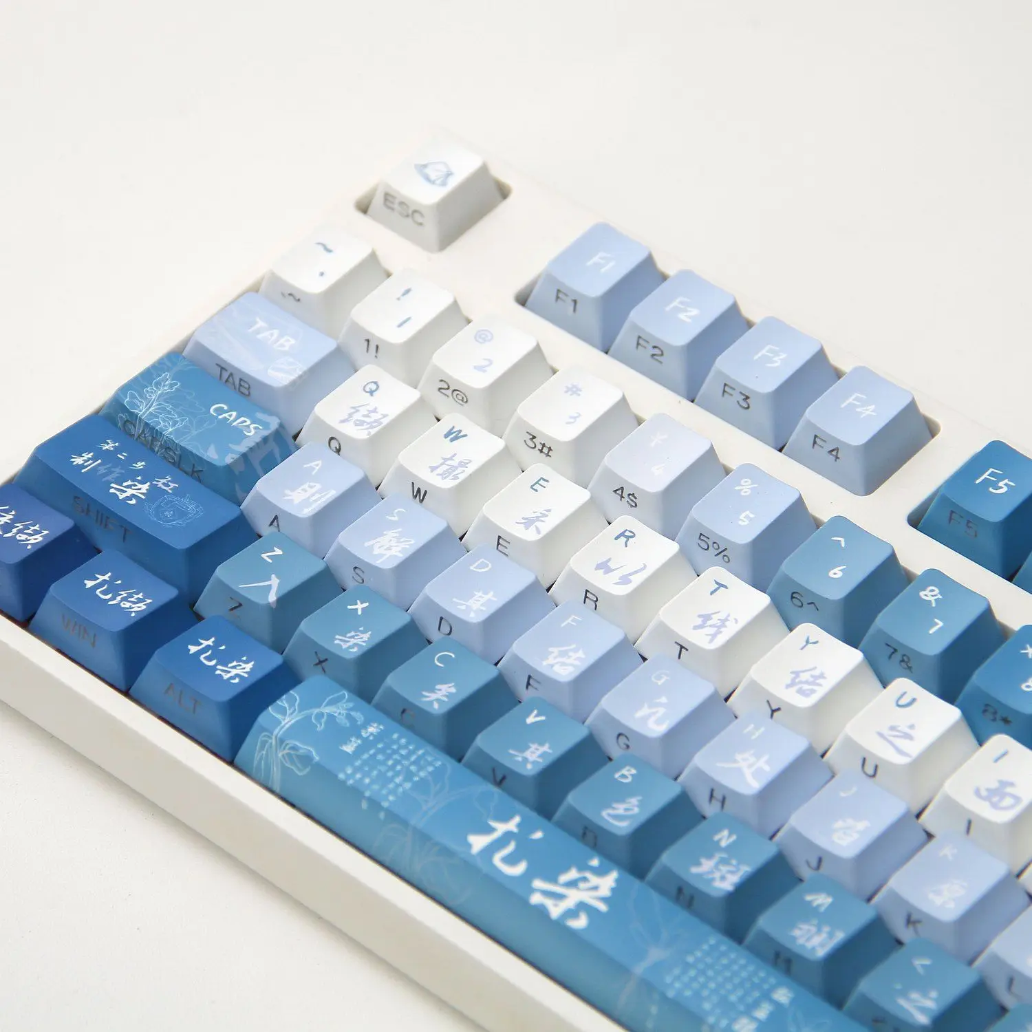 

Blue tie-dye original side engraving impervious mechanical keyboard keycaps all five sides hot sublimation