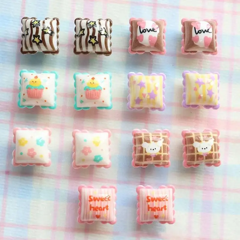 Acrylic Beads 10Pcs Color Pattern Print Geometry Square Shape DIY Jewelry Garment Hair Accessory Craft