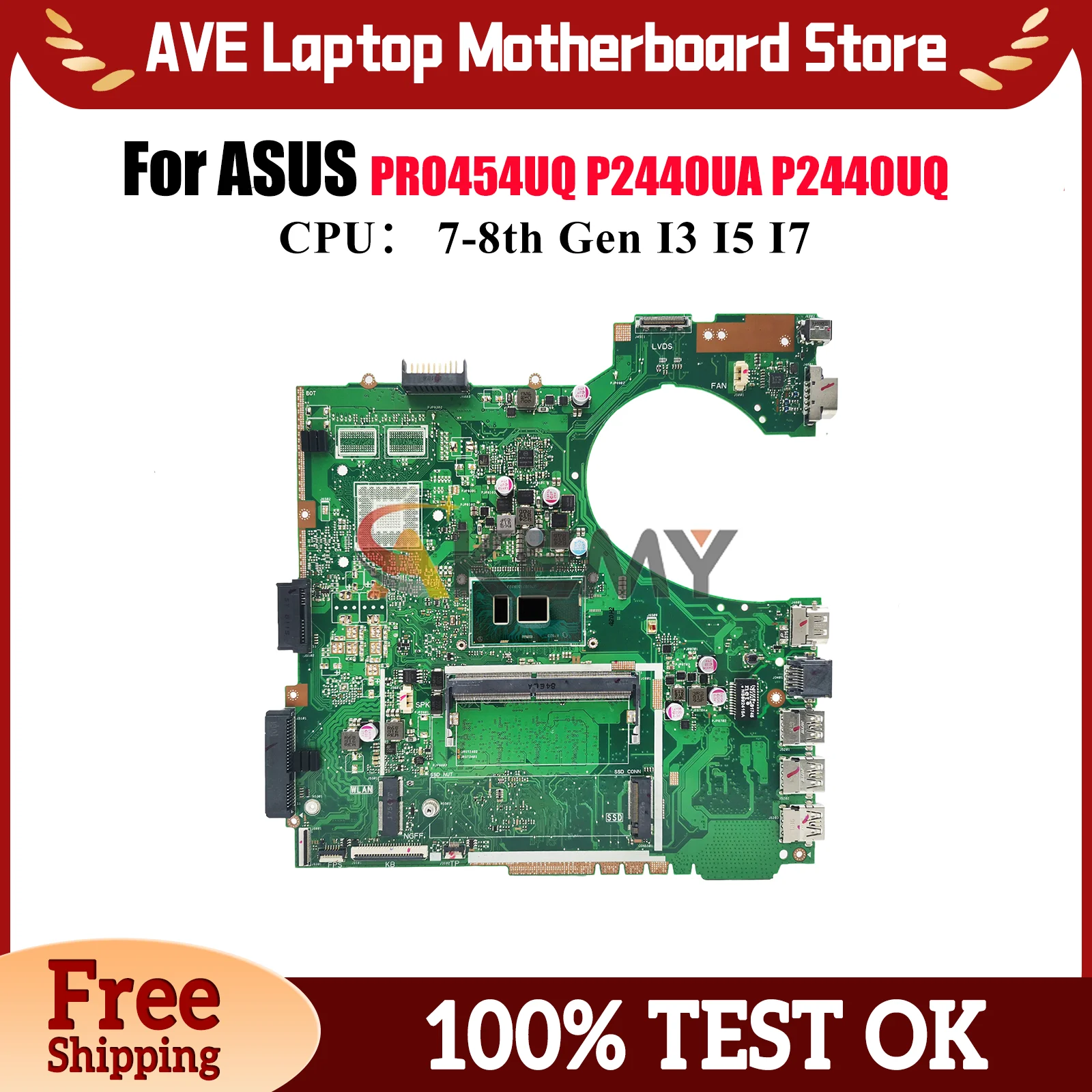 

P2440UA Laptop Motherboard For ASUS ProArt P2440U P2440UQ P2440UA P2440UF PRO454UQ Mainboard With I3 I5 I7 CPU 100% tests OK stk