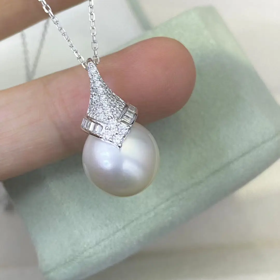 Wholesale S925 Sterling Silver Pendant Mount Base Mountings Findings Parts Fittings Accessories for 11-12mm Pearls 5pcs/lot