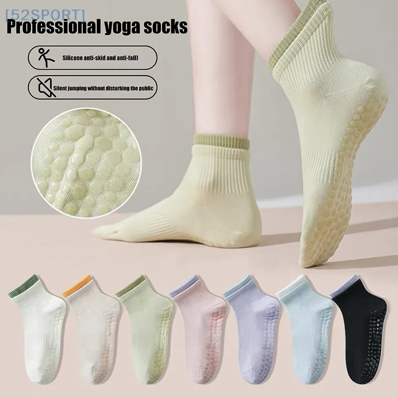 1 Pair Women Breathable Yoga Sports Socks Anti-Slip Sock Cotton Breathable Short Socks Cotton Fitness Dance Ballet Socks