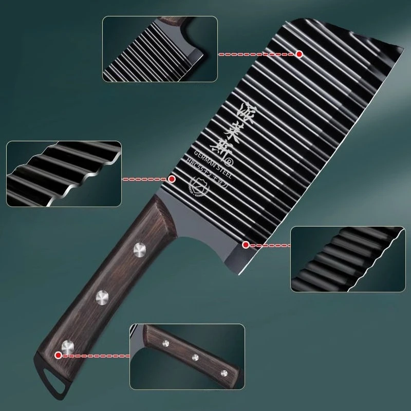 Rust-Resistant Wolf Tooth Slicer Professional Chef's Mesh Serrated Knife​Chef's Multi-Purpose Corrugated Knife