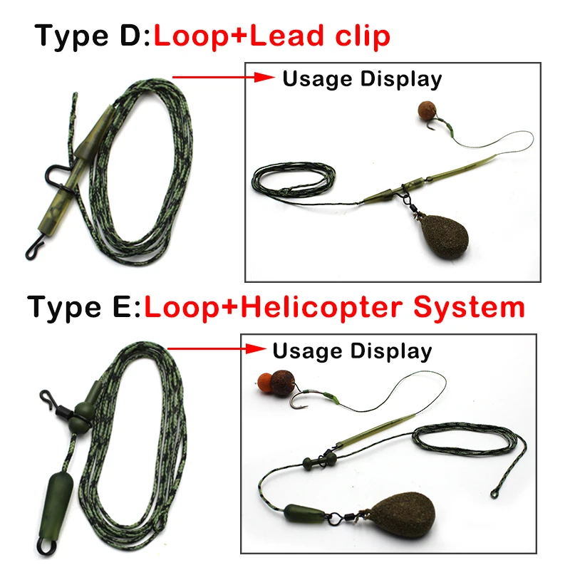 Carp Fishing Line Ready Tied Leadcore  Drop Off Lead Clip Multi Clip Quick Change Swivel for helicopeter Rig Accessories Tackle