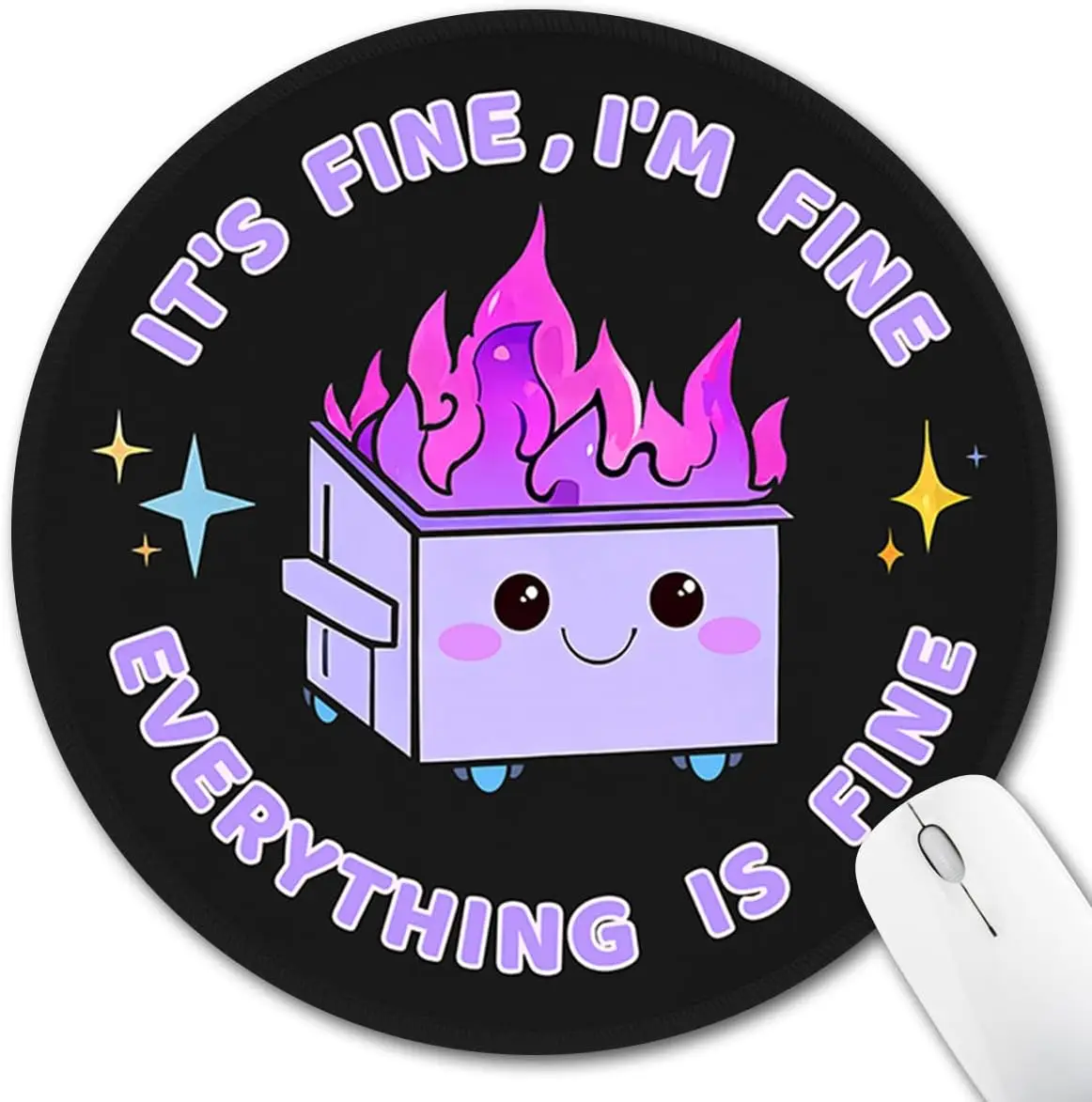 

Funny Round Mouse Pad with Non-Slip Base, Cute Office Desk Decor, This is Fine Design, Small Computer Mousepad for Women Men