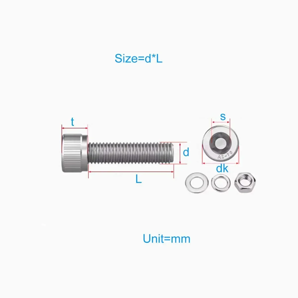 

304 Stainless Steel Hexagonal Bolt, Screw And Nut Set, Complete Set M5M6M8M10