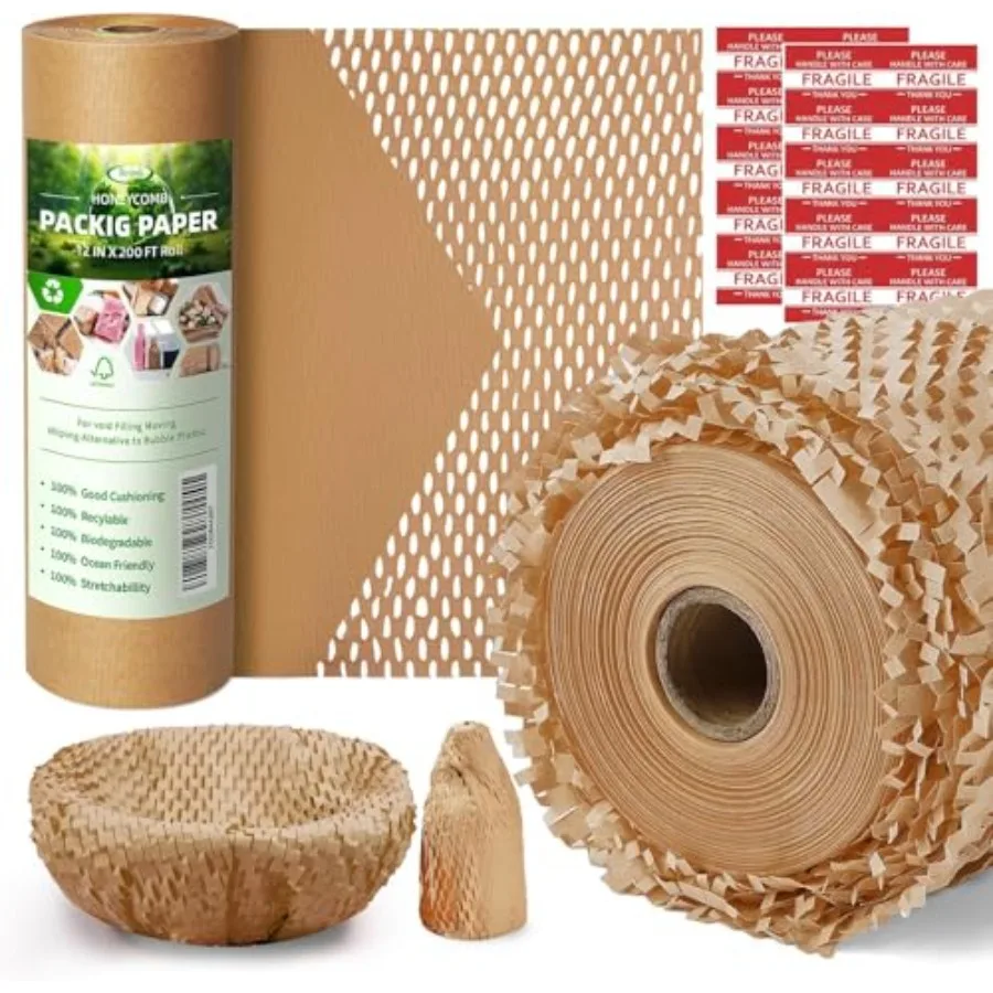 

Honeycomb Packing Paper12 inch x 200 ft Bubble Cushioning Wrap for Packing Moving Products Gifts Wrapping Paper Recyclable and
