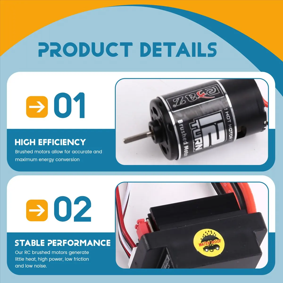 

OKgood Brushed Motor 12T 550 with 1060 ESC 60A for ARRMA Mega 1/10 for Granite SENTON Typhoon V3 RC Car Replacement Parts