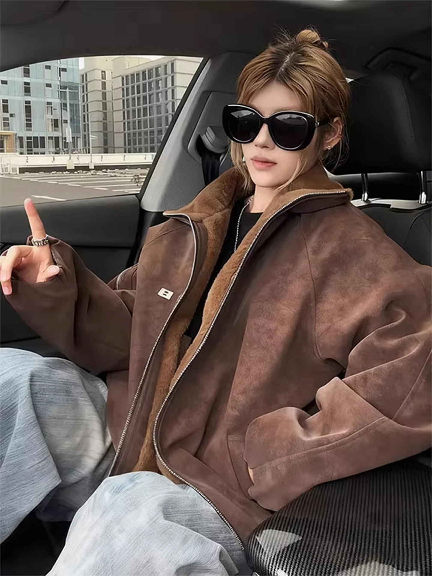 

Thiened PU Leather Flight Jaet Хлопковый костюм Мужской зимний теплый воротник-стойка из овчины Бархатный Jaet на молнии Цвет