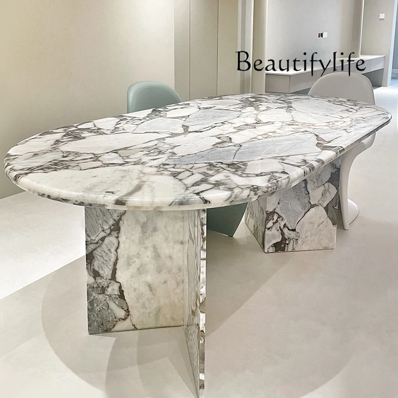 

Nordic style elephant white marble rectangular dining table household light luxury designer negotiation table