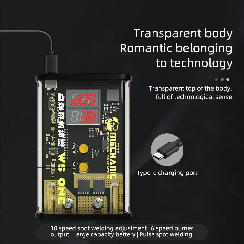 WS ONE Pulse Spot Welding Machine 10-gear Battery Spot Welding for PCB Short Circuit Short Killer Replace Spot Welder Kit