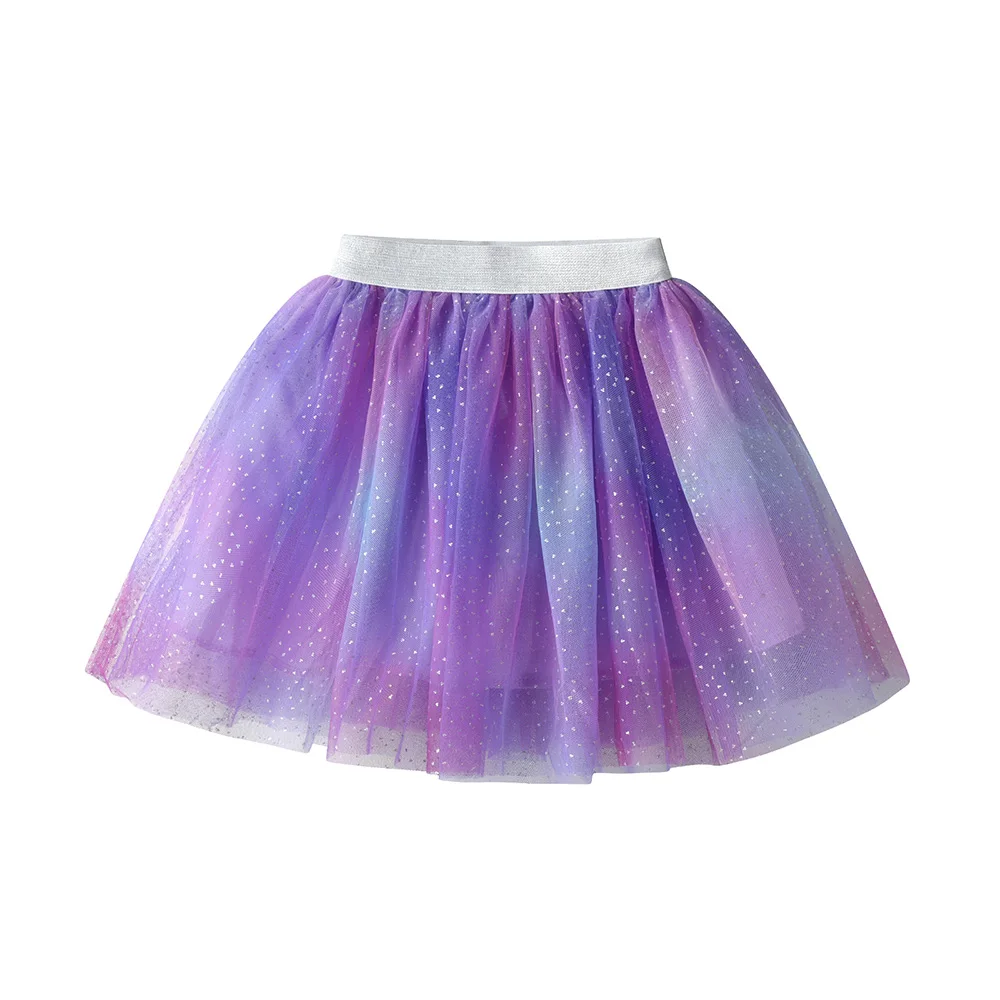 

VIKITA Girls Gradient Mesh Tutu Skirts Kids Ballet Dance Elastic Princess Party Mini Purple Skirts Children Costumes 3 to 8 Yrs