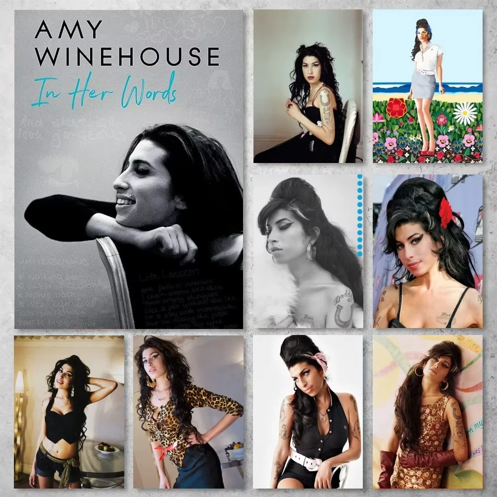 Amy Winehouse Singer Poster Gallery Prints Self Adhesive Home Decor Decoration Wall Decals Living Room