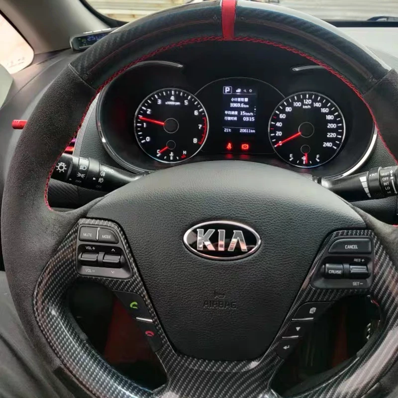 Custom Car Steering Wheel Braid Cover Suede Carbon Fiber 100% Fit For Kia K3 2013 Kia K2 2015 Kia Ceed Cee\'d 2013 2014 Cerato