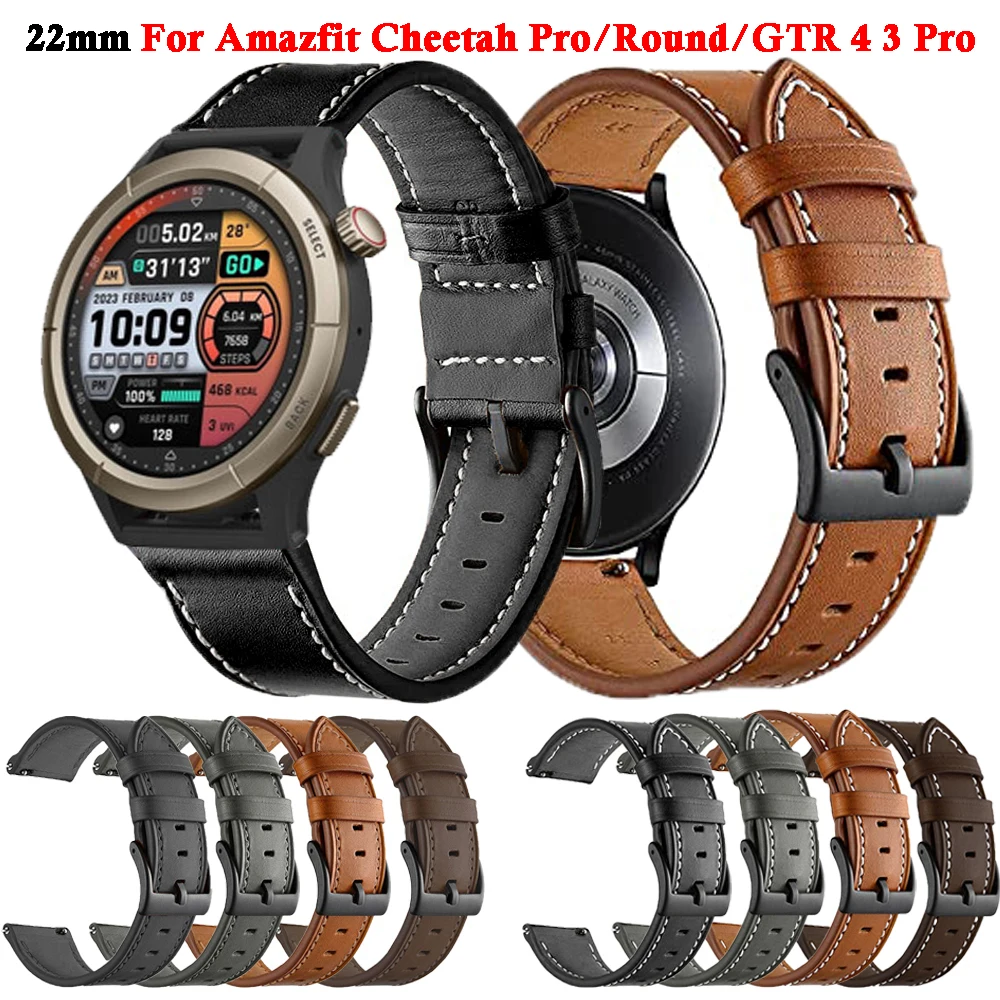 Pulseira de relógio de couro Amazfit, Cheetah Pro, pulseira redonda Cheetah, pulseira GTR 4 3 Pro Edição Limitada, 22mm