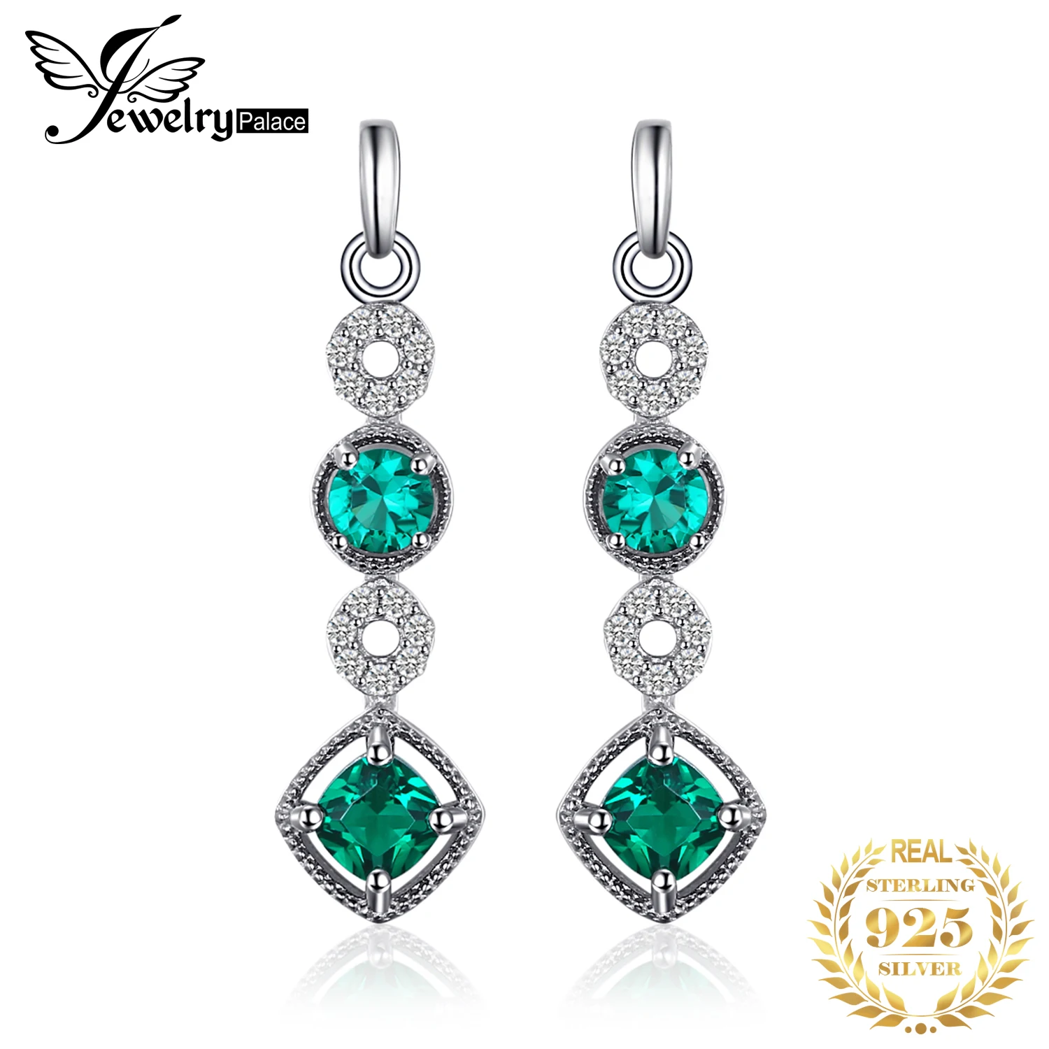 

JewelryPalace Nano Created изумрудные серьги-капли из стерлингового серебра 925 пробы для женщин, модный подарок на вечеринку, модные ювелирные аксессуары